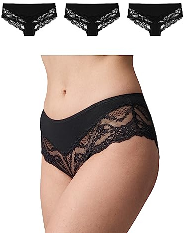 Snocks Culotte Femme Coton Lot de 3 – Slip Biologique à Taille Basse avec Dentelle Douce, sans Étiquette, sans Couture, sans Pression, Style Sensuel – sous Vêtements Féminins XS à XL