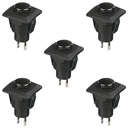 Black On-(Off) Momentary Low Profile Push Button Switch SPST R13-510B Hobby DIY Electronics (Pack of 5)