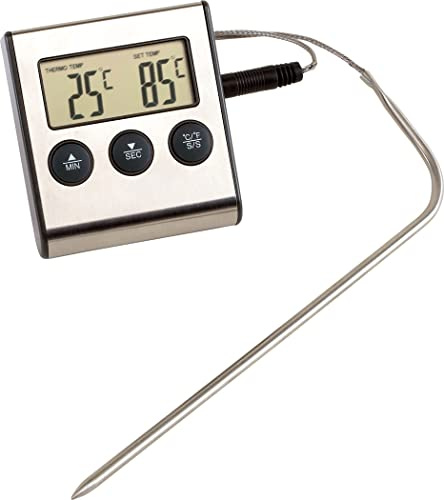Digital grilltermometer stektermometer kötttermometer ugnstermometer med timer, sond av rostfritt stål, magnetisk och med stativ