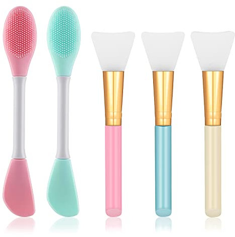 Molain Pennello maschera Applicatore in silicone 5 pezzi Pennelli viso l'applicazione fai te Kit di lozione corpo fango spatola ventaglio Estetista spazzolato Cura Trucco cura della pelle Forniture
