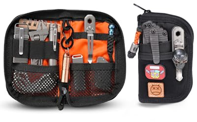 VIPERADE VE10 EDC Pouch Small Pocket Tool Pouch with 10 Compartments, Men's Pocket Organizer for Multitools, EDC Organizer with Patches Area for DIY (Black)