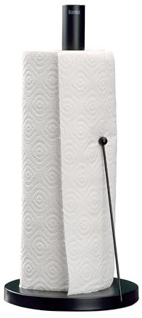 kela Portarotolo da cucinanero opaco, adatto anche per rotoli spessi, portarotolo da cucina in piedi alto 33,5 cm, ROLLO, metallo