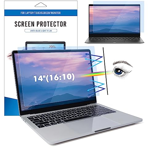 LAMA Anti Blaulichtfilter für 14 Zoll Laptop, Blaulicht blockierende Displayschutzfolie, Anti Blue Screen Protector Anti UV/Blendschutz/Augenschutz, Universal Bildschirmfilter 16:10 (301 x 188 mm)