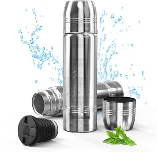 Thermos isotherme, Gourde isotherme en acier inoxydable de 350ml, 500ml, 750ml, Thermos café 100% étanche en acier inoxydable à double paroi sans BPA pour sports et activités en plein air (750ml)