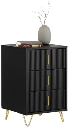 SoBuy Nattduksbord med 3 lådor Soffbord Sidobord Sängbord FBT115-L-SCH | Ergonomiskt sängbord, upp till 33 kg, platsbesparande, för sovrum och vardagsrum, svart, FBT115-L-SCH