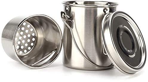 Seau de Lavage de Pinceaux – Fourniture de Peinture en Acier Inoxydable avec Filtre – Facile à Transporter et – Idéal pour les étudiants en Art, les Peintres et Artistes