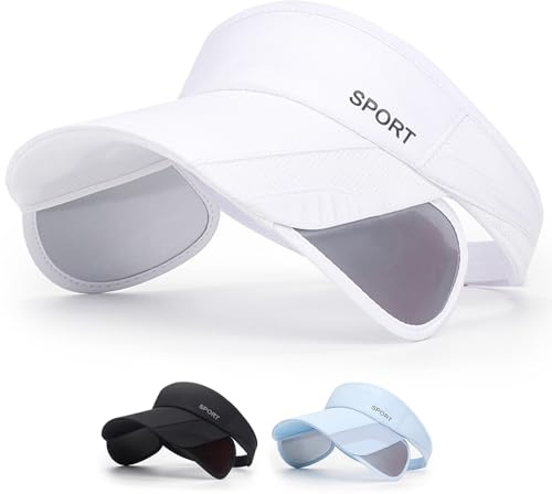 AKOFIC Casquettes Visières Femme, Chapeau Soleil Réglable Anti UV, Visière de Golf Sweatband Anti-Soleil, Casquette Sport Maille Respirant de Solaire pour Tennis, Cyclisme, Pêche, Running, Jogging