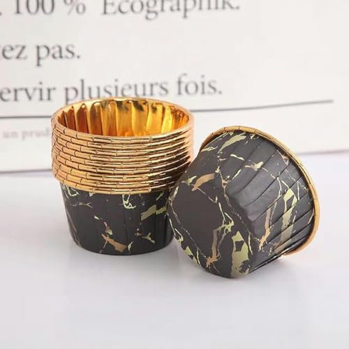 50 Uds. Vasos de papel para cupcakes con puntos dorados, envoltorio para hornear, caja para pastel, panadería, fiesta, molde para pastel de boda, muffins, forro para magdalenas, vasos-Borgoña