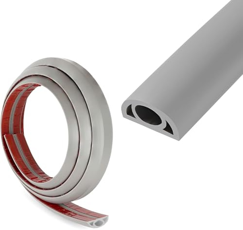Kabelkanal Selbstklebend, Kabelschacht, Kabelbrücke für Stromkabel im Haushalt, Kabelschutz, Kabelabdeckung, grau,20mm (B) x 10mm (H) x 3-Meter Länge