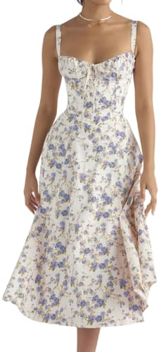Robe d'été pour femme sans manches, coupe A, corset, pour le quotidien, pour les invitées de mariage, les vacances, la plage, L