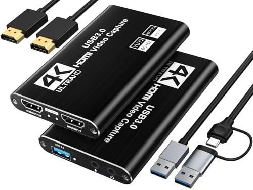 XIIXMASK Tarjeta de captura de video, tarjeta de captura de bucle HDMI USB 3.0, captura de juegos 1080P 60FPS para PS5/cámara/PC/transmisión