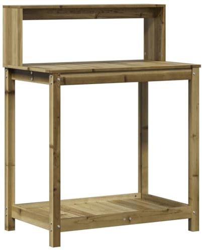 Eleganz Table de plantation en bois de pin imprégné en autoclave, durable et résistante aux intempéries, idéale pour l'entretien du jardin et le balcon, peu encombrante et élégante