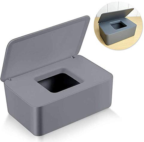 Versiegelte Feuchttücher Box mit großem Volumen Staubschutz Grau Baby Feuchttücherbox für feuchte Tücher Toilettenpapier Taschentücher im Badezimmer Wohnzimmer