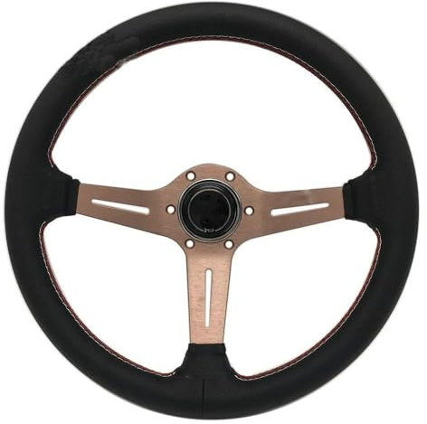 Volante Sportivo Auto, Volante a Calice Volante for modifica auto Volante da corsa in pelle da 14 pollici Volante universale(A)