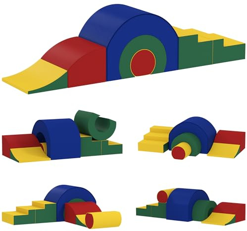 AIYAPLAY Blocchi da costruzione in schiuma per bambini, 5 pezzi, mattoncini da costruzione, in ecopelle, colorati
