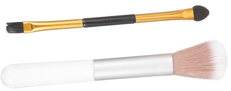 Healvian Lot De 2 Pinceaux Maquillage Double Tête Petit Format Fibre Douce Haute Densité Pour Yeux Femmes Usage Quotidien Visage Teint Surligneur