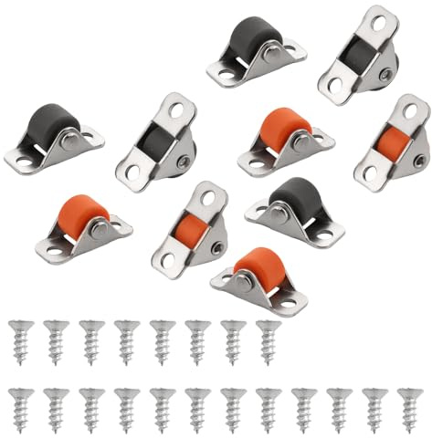 1/2 Inch Mini Fixed Caster Wheels, 10 Pack 0.5 Rubber Small Caster Wheels, with Screws Low Profile Single Direction Tiny Wheels for Furniture, Carts, Drawer, and DIY Projects, Storage Box, Planters