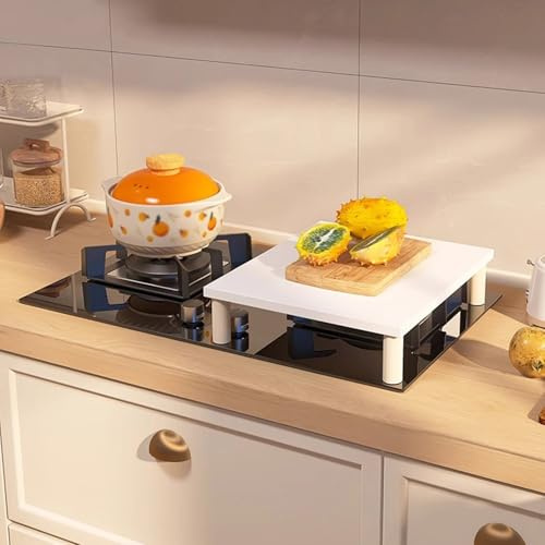 Tapa Encimera Gas de Madera, Protector Cocina Gas, Cubre Encimera, Tabla de Cortar, Protector de Horno, Cubierta de Madera para Fregadero de Cocina(White,40x30cm/16x12in)