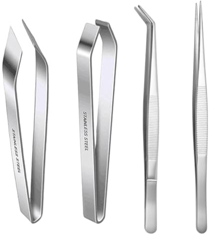 4 Stück Grätenzange, Küchenpinzette, Edelstahl Pinzette Küche für Koch,Meeresfrüchte,Geflügel, Grätenpinzette für Fisch Huhn Ente Schwein Haar(4 Stile)