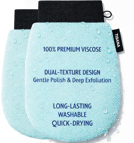 Exfoliating Glove for Shower – Dual-Sided Scrubber Mitt – Deep Exfoliation Washcloth Mittens – Dead Skin & Tan Remover for Body – Body & Face Exfoliator Loofah Wash Cloths for Showering (2-Pack)