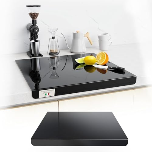 Tagliere in acrilico, Tavola da taglio in vetro, Tavola da cucina trasparente, Tavola da taglio da cucina, decorativo e resistente al calore (Nero, 60X50cm)