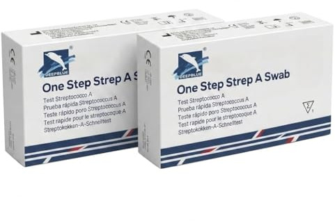 Test Streptococco A Rapido | Tamponi Faringei Risultato in 10 Minuti | Per Adulti e Bambini, Kit Completo CE | 2 TEST