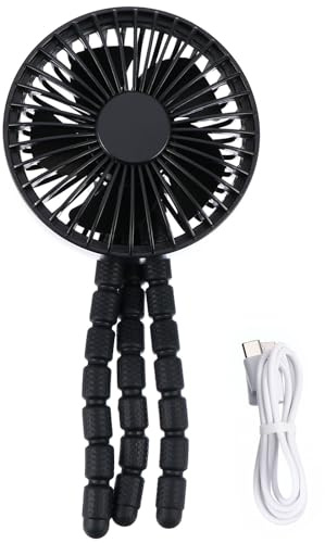VINTORKY Ventilador Portátil para Cochecito de Bebé, Silencioso, Trípode Flexible de ABS y PP, Ligero, Negro, para Verano al Aire Libre