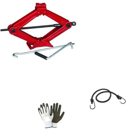 COMPATIBILE CON FIAT PANDA CRIC A PANTOGRAFO CON ASTA GIREVOLE CRICK PER SOLLEVAMENTO GOMME PNEUMATICI AUTO CON MANIGLIA E BASE IN ACCIAIO UNIVERSALE FINO A 2 TONNELLATE