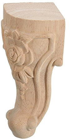 Fltaheroo 4 Stueck 10 x 6cm europaeischen Stil massivem Holz geschnitzt Moebel Fuss Beine TV Schrank Sitz Fuesse