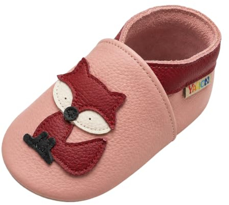 YALION Chaussons Cuir Souple Bébé Fille Garçon Antidérapante Chaussures Premiers Pas pour Enfant