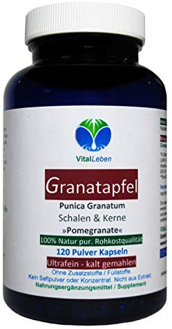 GRANATAPFEL 120 Kapseln 40% MEGA ANTIOXIDANTIEN. Natürliches MULTI-Vitamin-Mineral. KEIN EXTRAKT. KEIN SAFTPULVER. Nicht künstlich hochdosiert. 100% Natur pur. OHNE ZUSATZSTOFFE 27050-120