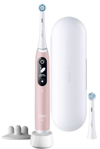 Oral-B iO 6S Rosa Eltandborste Sensitive-upplaga, 2 Tandborsthuvuden, 1 Resefodral, Designed By Braun, Elektrisk Tandborste, Oral B