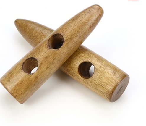 12 Stück Knebelknöpfe kaffeebraun 40mm 2 Löcher Keilform längliche Knöpfe Keilknöpfe zum annähen nähen basteln - Jackenknöpfe Mantelknöpfe