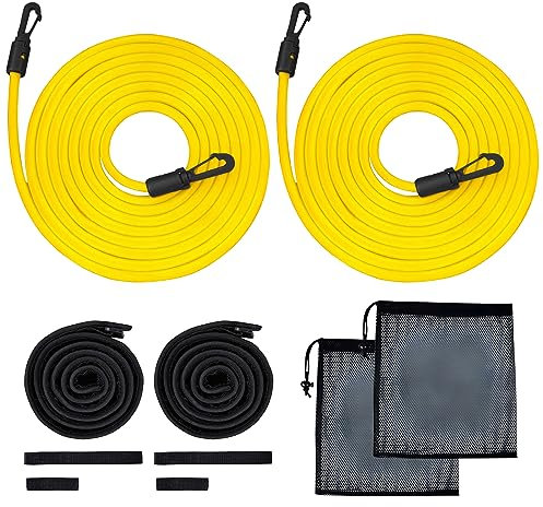 RZMZBY 2 Stück 4M Schwimmgurt für Pool,Schwimmgürtel Einstellbare,Schwimmwiderstand Gürtel Leine,Pool schwimmgurt gegenschwimm,für pooltrainer,Kinder,Erwachsene (Gelb)