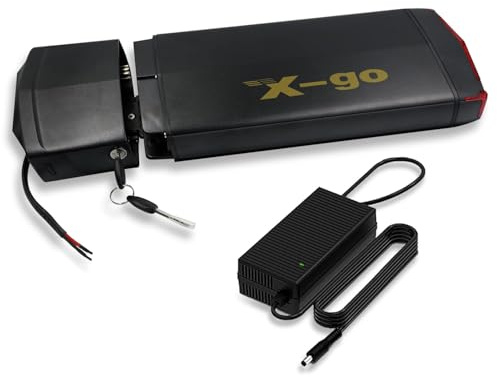 X-go E-Bike Bagagehållare Batteri 36 V 13 Ah Litium jon Mountainbike Batteri med 2A Laddare för 36V 250W 350W 500W 750W Motorer, för Elcyklar 26–28 Tum (Utan Ram)