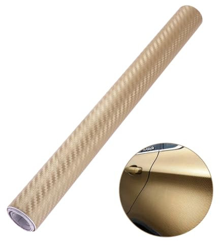 ibasenice Automobil Carbon Rolle 3d Aufkleber für Auto Laptop Möbel Gold Leicht Zu Reinigen