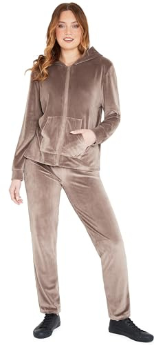 CityComfort Conjunto Chandal Mujer Adolescente Cómodo Conjunto Deportivo, 2 Piezas Chandal Terciopelo Sudadera Cremallera y Pantalones Chandal (Beige, XL)