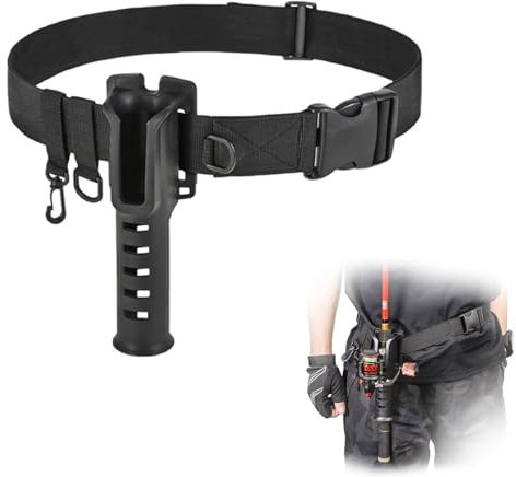 Ceinture Porte-Canne à Pêche,Ceinture De Pêche à la Taille,Ceinture De Pêche à L'appât en Plein Air avec Anneaux en D,Ceinture De Pêche Réglable,Support de Canne à PêChe, Ceinture Portable