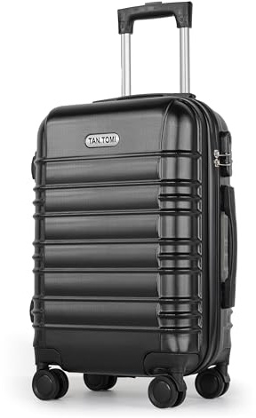MoFut Handgepäck Koffer, 20 Zoll Hartschalenkoffer, Trolley, Leichter ABS-Rollkoffer, Reisekoffer mit 4 Rollen, 3-Stelliges Zahlenschloss (Schwarz, 41L)