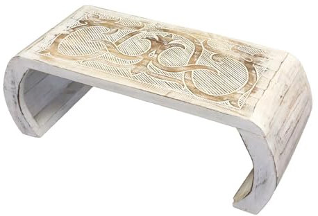 Oriental Galerie Beistelltisch Couchtisch Opiumtisch Brücke Blumentisch Laptoptisch Tribals 71cm breit Natur Weiß Mittel