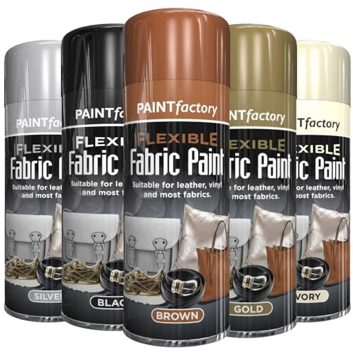 Pack of 4 - Flexible Fabric Spray Paint Silver 200ml for Leather Vinyl and Fabric - A7
