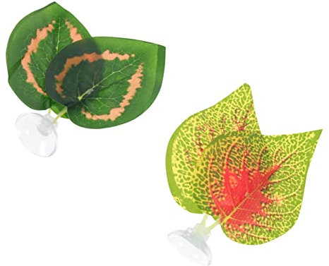 Happyyami 2stücke Künstliche Pflanzenblätter Für Aquarien Dekoration Für Betta-Fisch-Tanks Und Reptilien- Langlebig Und Für Verstecke Und Lebensraumgestaltung
