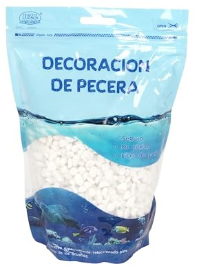 SMELL & SMILE Grava Acuario Piedra Natural Decorativa para Acuarios de Agua Dulce y Marina Sustrato Natural para Decoración de Fondo 1KG (Blanco, 4-6mm)