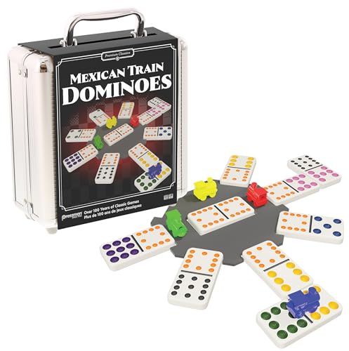 Goliath - MEXICAN TRAIN DOMINOES Metal Box - Gioco del domino per bambini dai 6 anni - Gioco da tavolo strategico del treno messicano - da 1 a 8 giocatori