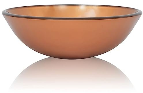 Lavabo en verre trempé couleur cuivre 42 cm marron – Bassin en verre de cuivre de haute qualité pour salle de bain et cuisine, durable et facile d'entretien