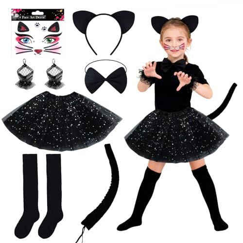 Xerteam Costume de chat pour fille, costume d'animaux pour enfant, pour carnaval, Halloween, fête à thème