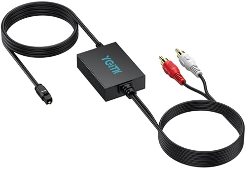 YGiTK Convertitore da Ottico a RCA con Cavo Integrato 2.1m, DAC Digitale-Audio con Chip di Amplificazione, 192kHz/24bit per TV, Lettori Blu-ray, Console - Segnale Audio Puro e Potenziato