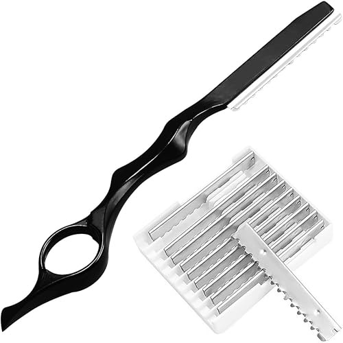 Professionell effileringskniv av aluminium, rakkniv frisör med 10 blad för att tunna ut och forma håret, frisörkniv, fjäder razor för hemmabruk i salongen