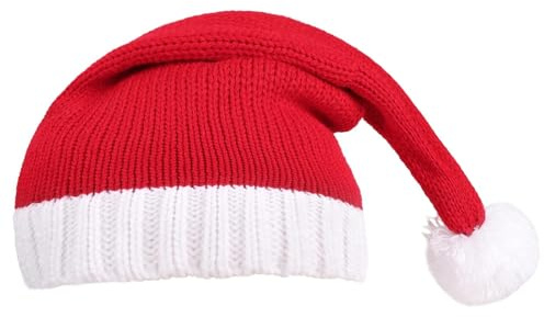 Peufcmi Jultomte stickad hatt, julmössa med pom-pom – vintermössa | för semester festival fest sammankomst familj vinterfirande inomhus utomhus