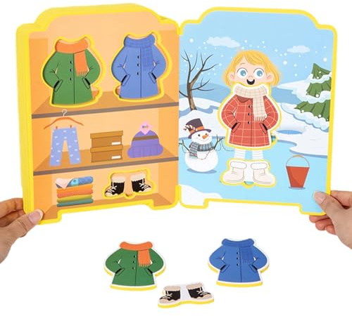 BommFu Livre d'autocollants à déguiser pour filles, jouet éducatif, livre pour filles pour changer de vêtements, pour enfants d'âge préscolaire, voyages en avion, anniversaires, fêtes de vacances